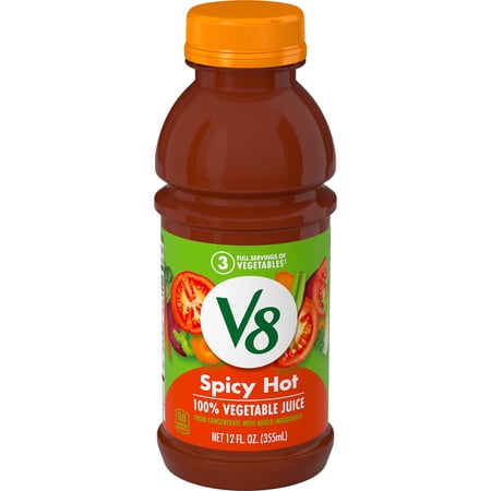 V8 Spicy Hot 100% Vegetable Juice, 12 fl oz Bottle