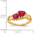 thumbnail image 4 of 14K Yellow Gold Lab Created Ruby And Diamond Double Heart Ring (Size 7) Made In India rm5765-cru-001-ya, 4 of 5