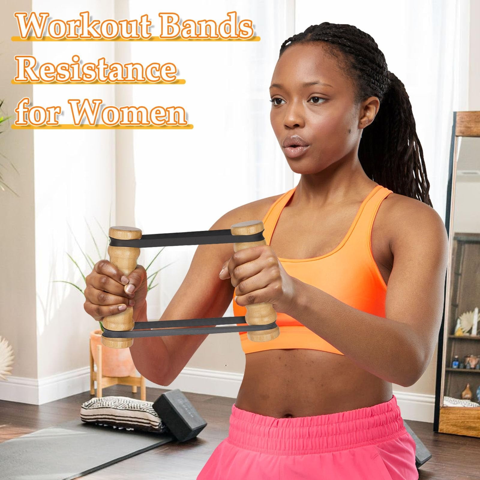 Fitness & Yoga Rip Stick Efficient Upper Body Workout Home Gym Adjustable Resistance Bands with Wooden Handles for Joint-Friendly Exercise 8 Bands Included
