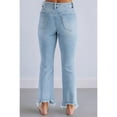 thumbnail image 6 of Women'S Jeans High Waisted Pants Summer Fashion Straight Leg Raw Hem Denim Pants Light Blue XL, 6 of 7
