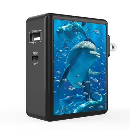 

Infuze 45W Wall Charger for Samsung Galaxy A02s (2-Ports: Power Delivery USB-C 2.4A USB-A) with Touch Tool - Dolphin