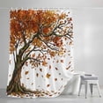 thumbnail image 4 of Tree Fall Shower Curtain Set, Waterproof Shower Curtains for Bathroom, Autumn Leaves Branches Watercolor Botanical Elegant Washable Fabric Bath Curtain for Bathtub Decoration with Hooks 48x72 Inches, 4 of 9
