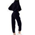 thumbnail image 4 of Kmdttou Up to 50% off! Women's Fashion Solid Color Casual Loose Button Sports Long Sleeve Pants Hoodie Set on Clearance!, 4 of 7