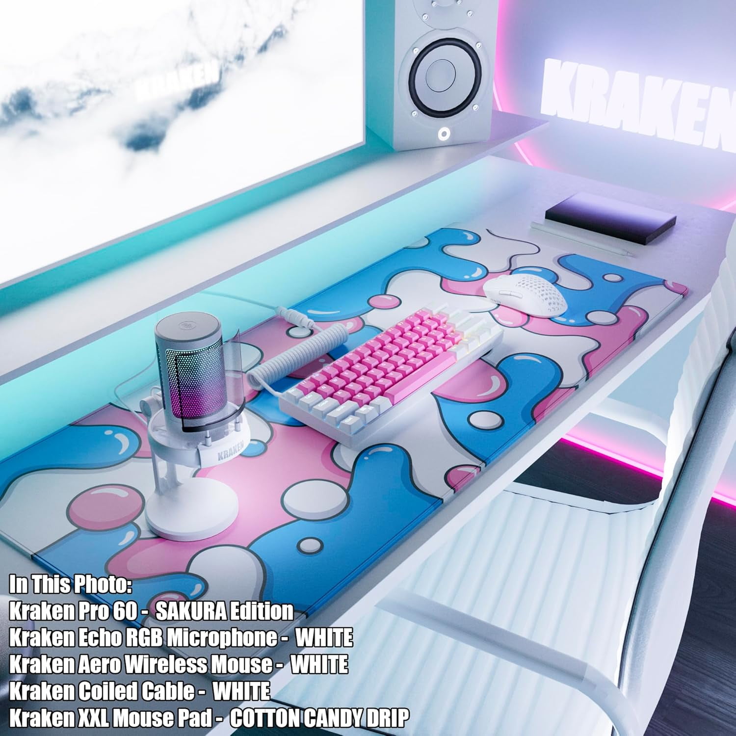 Gaming Mouse Pad Large Cotton Candy XXL Mouse Pad for Gaming - Desk Mat for Keyboard - Thick Artisan Mousepad for Desk (Cotton Candy Drip)