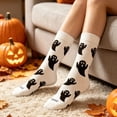 thumbnail image 2 of Huowey Halloween Socks For Women Men Crew Socks Ghost Pattern Halloween Gift Fall Winter Comfort Festival Socks,White, 2 of 5