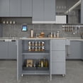 thumbnail image 3 of 52.7" W Rolling Mobile Kitchen Island with Solid Wood Top and Locking Wheels,Storage Cabinet and Drop Leaf Breakfast Bar White, 3 of 5