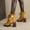 Yellow, variant on LSLJS Women's High-Heels Ankle Boots, Fashion Women's Thick High Heel Up Ankle Boots Platform Bandage Student Shoes, Women's Ankle Boots & Booties