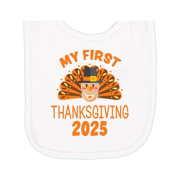 Inktastic Cute Turkey My First Thanksgiving 2025 Newborn Bib