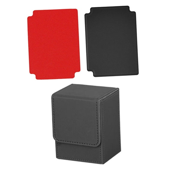 DYNWAVECA Card Deck Box Holder with 2 Dividers Fits 100+ Accessory Stylish 3.1x3x4inch Grey
