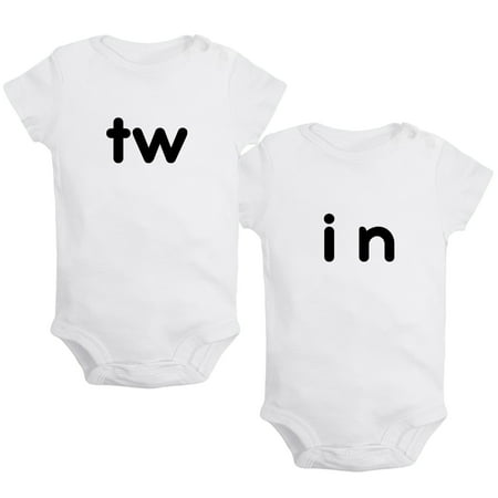 

iDzn Pack of 2 Twins tw & in Novelty Rompers For Babies Newborn Baby Unisex Bodysuits Infant Jumpsuits Toddler 0-24 Months Kids One-Piece Oufits