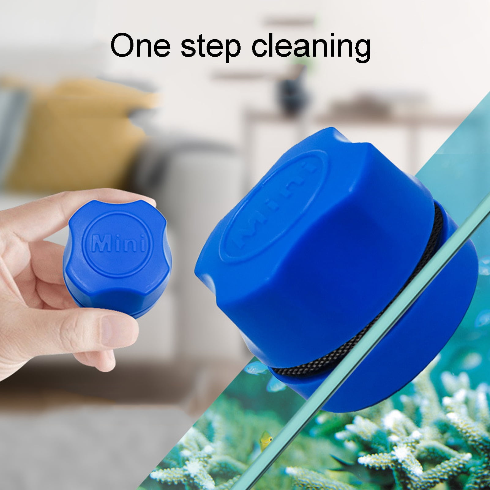 Mini Aquarium Fish Tank Algae Glass Cleaner Scrubber Sponge Clean Brush, White