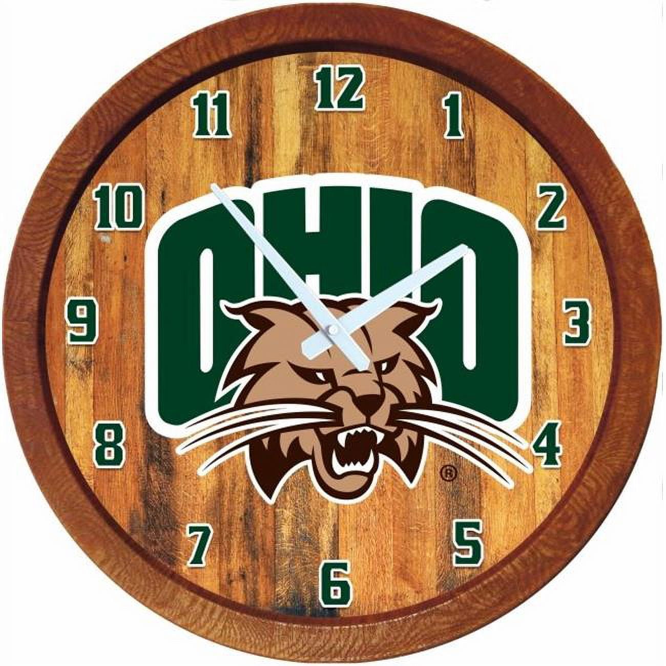 Grimm Industries OH 560 01 20 in. Barrel Team Wall Clock OH Primary Logo, Ohio Green & White