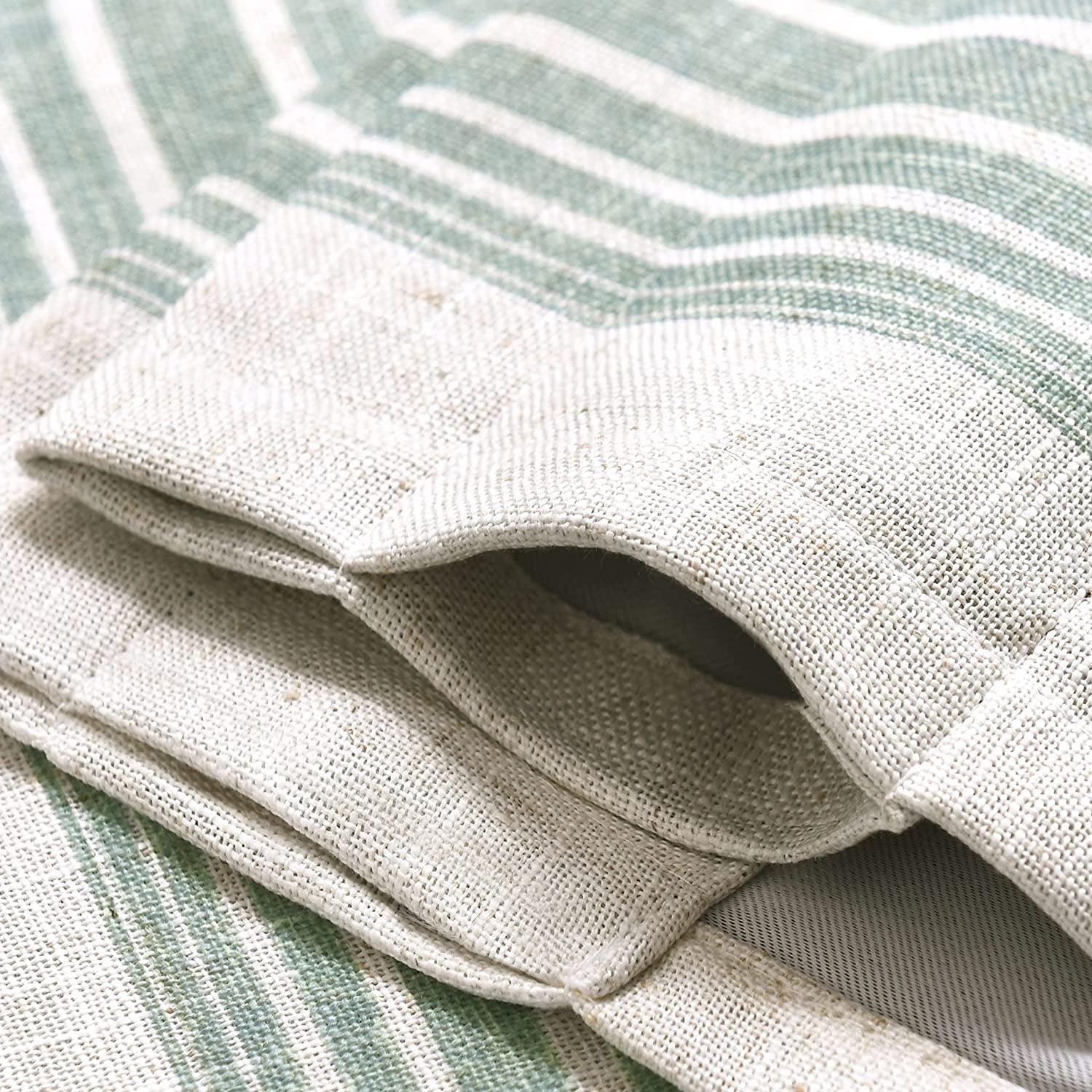 DriftAway  Chris Vertical Striped Pattern Linen Textured Blackout Window Curtain Valance Green 52" width x 18 " length