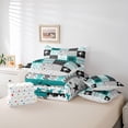 thumbnail image 6 of Homewish Eat Sleep Ballet Twin Bedding Sets 7-Piece for Kids, Chic Stripes Lines Bedding Comforter Set, Green Buffalo Patchwork Reversible Sheet Sets, Breathable Home Decor, 6 of 8