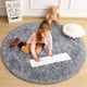 thumbnail image 1 of Alfombra redonda gris para habitación de niños, niñas adolescentes, linda alfombra esponjosa y peluda para la decoración del hogar de la habitación del bebé, alfombra circular suave de 1,2 m para sal JAMW Sencillez, 1 of 5