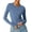 02# Haze Blue, variant on Women's Sexy Long Sleeve Square Neck Tops Slim Fitted Double Lined Basic Shirts