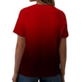 thumbnail image 5 of Itsame Women's T-shirt, Button-up V Neck Short Sleeve Fashion Gradient Casual Summer Tops Red, 5 of 5