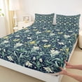 thumbnail image 3 of Homewish Chic Flowers 3pcs Twin Sheet Sets For Teens Female Girls,Spring Garden Twin Fitted Sheet,Green Yellow Breathable Flat Sheet,Lightweight Room Decor, 3 of 7