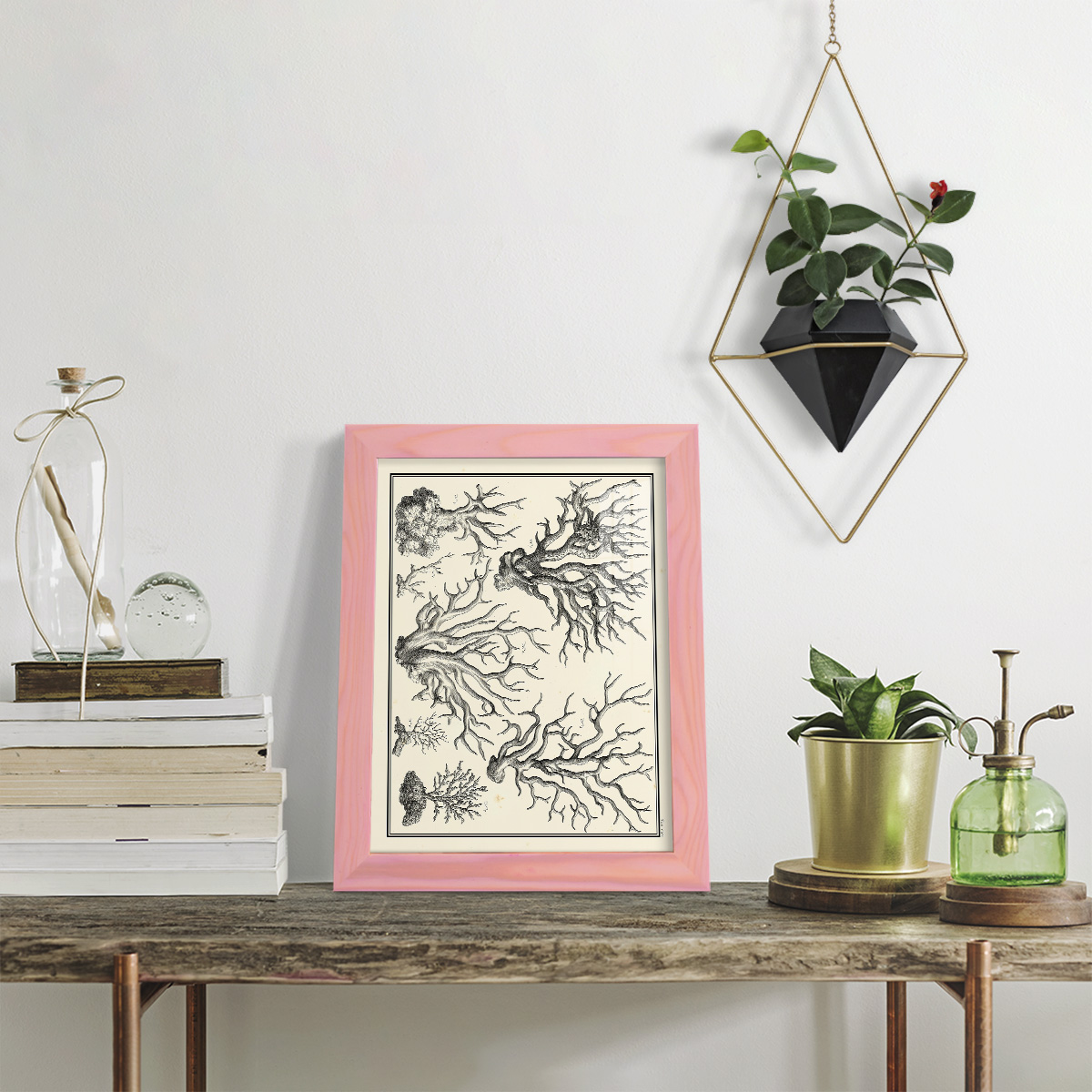 Aegean Collection III -Framed Print w/glass-Sunset Pink