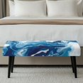 thumbnail image 3 of Jiueut Blue White Marble Print Bench Slipcover for Dining Room, Anti Dust Bench Seat Protector Cover with Elastic Band Machine Washable Rectangle Seat Cushion Long Chair Seat Cover for Home Hotel, 3 of 7
