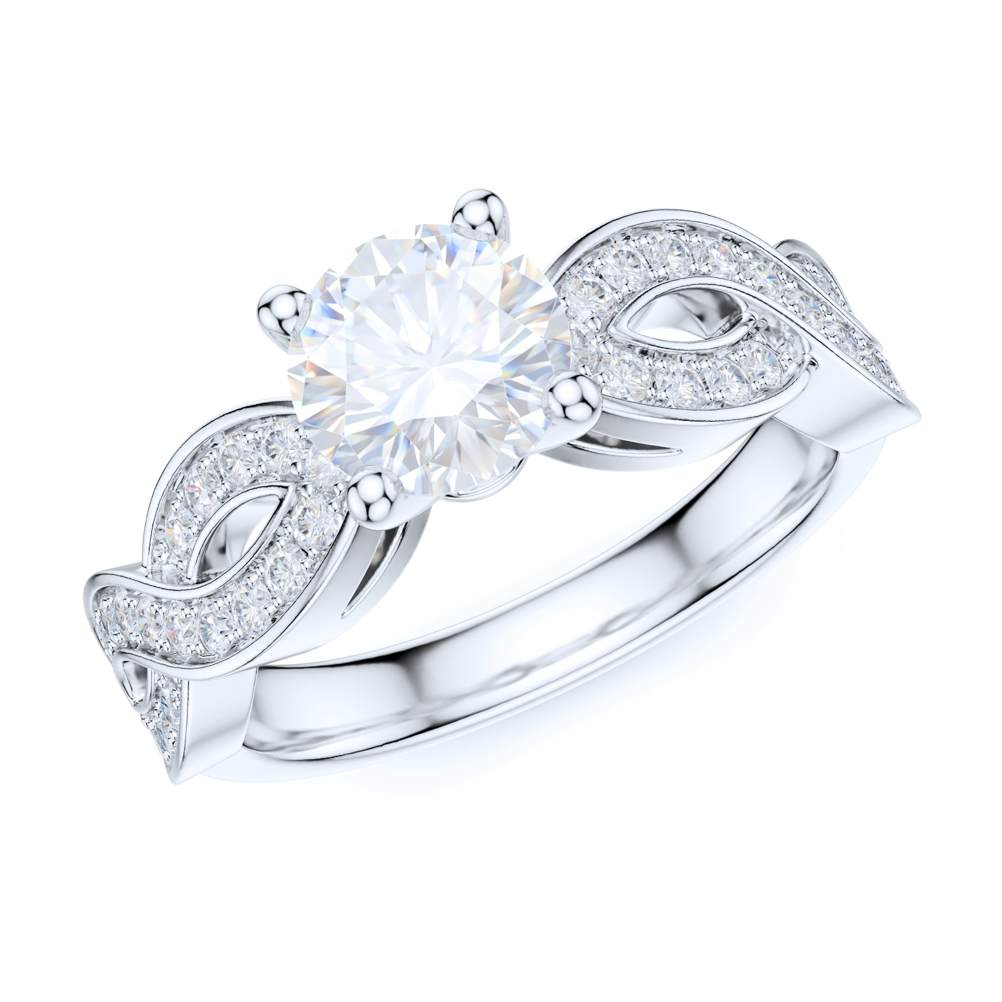 Sterling Silver Fancy Wave Intersecting Infinity 1CT Simulated Round Brilliant Cut Diamond Promise Engagement Ring Bridal (6)
