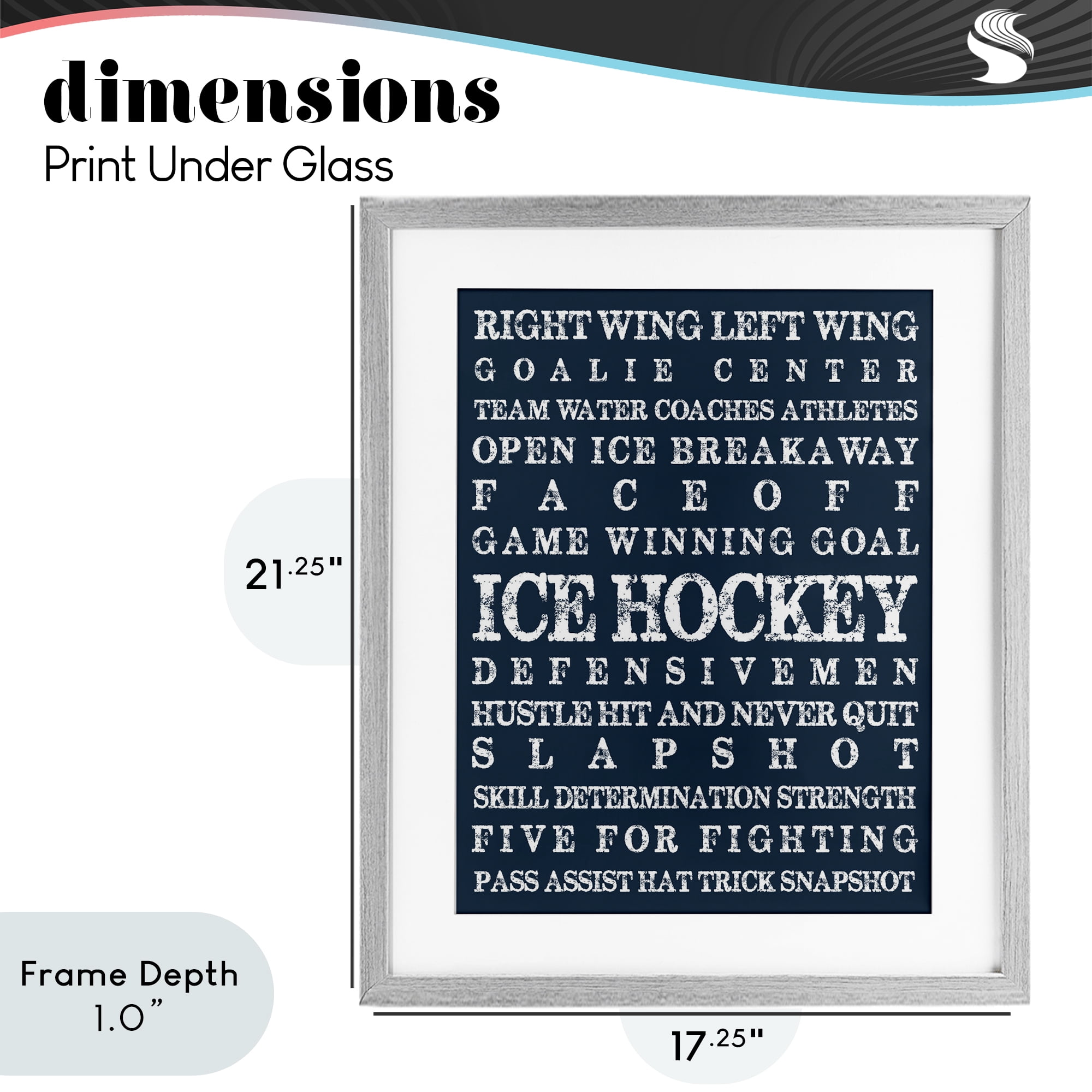 Stupell Industries Ice Hockey Expressions Gray Framed Print Under Glass, design by Melody Hogan
