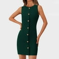 thumbnail image 2 of Womens Dresses, Elegant Casual Wrap Sleeveless Round Neck Button Down Summer Wedding Guest Cocktail Party Dress 2025 Ruched Midi Length Boho Formal Church Easter Outfit Midi (L, Dark Green) ZMTing, 2 of 3