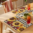 thumbnail image 4 of Sunflower Black Check Placemats Set of 6 Farmhouse Flowers Butterfly Place Mats Indoor Wipeable Table Mats Washable Cloth Dining Table Placemats for Kitchen Holiday Party Home Decor 13x19 Inch, 4 of 9