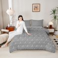 thumbnail image 4 of Feelyou Grey Boho Damask Queen Comforter Set, Tribal Gothic Cat Bedding Set, 3pcs, 4 of 8