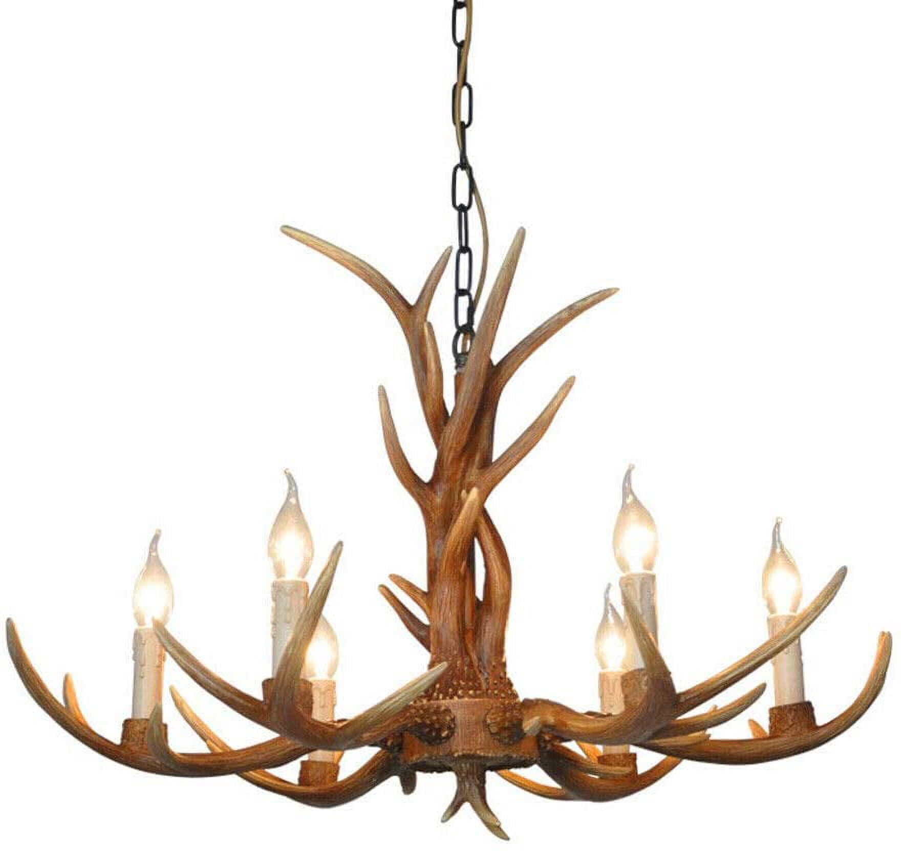Miumaeov 6 Head Candle Antler Chandelier, Vintage Resin Deer Horn, Antler Chandeliers E12, Pendant Light Home Decoration