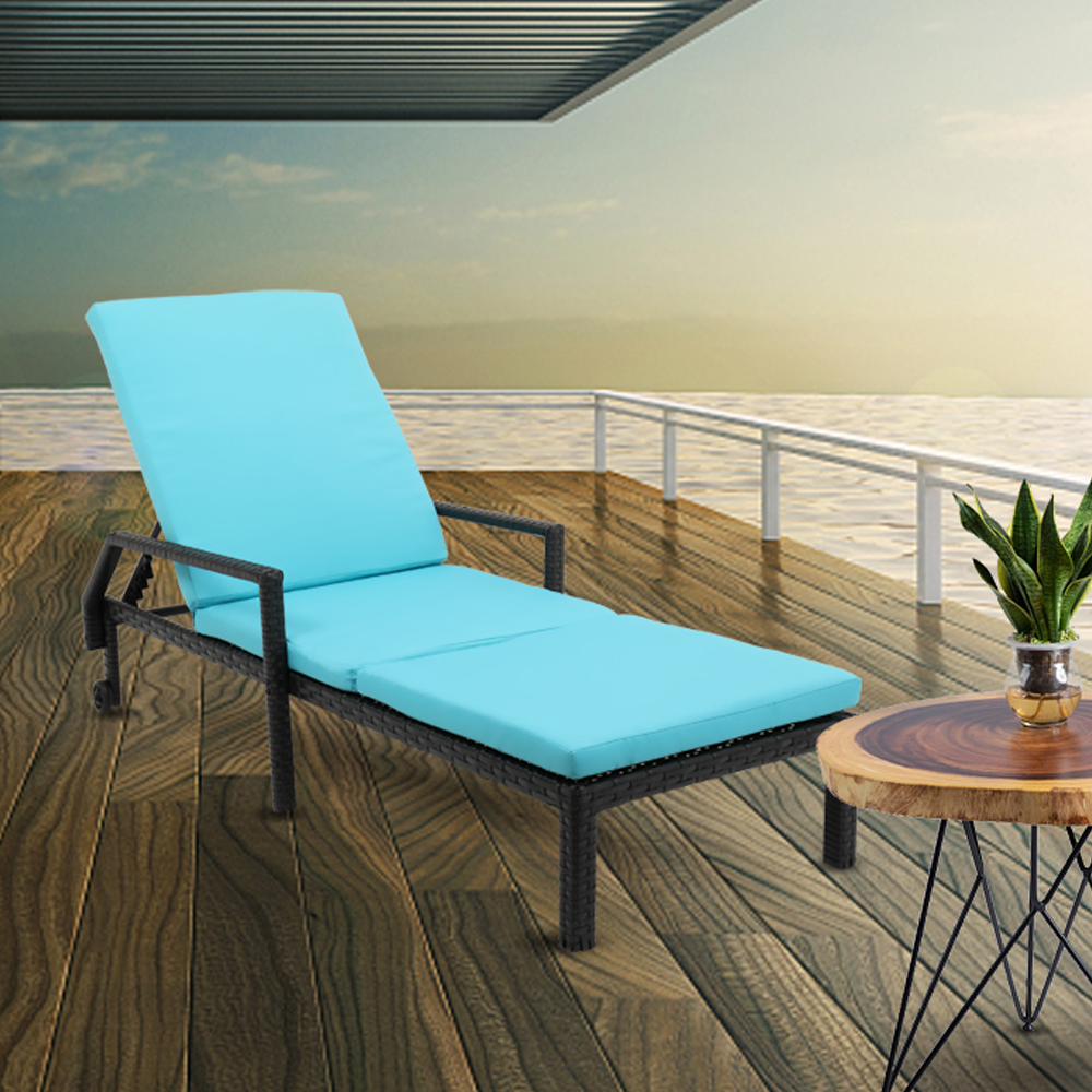 Outdoor Lounge Chairs Patio Furniture, Wheeled Rattan Patio Chaise