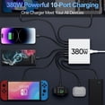 thumbnail image 4 of Cargador USB C Aexhend, 380 W, 10 puertos, estación de carga rápida GaN III, 4 of 6