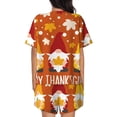 thumbnail image 3 of Naloa Happy Thanksgiving Three Gnomes Women's Short-Sleeved Pajama Set, Loungewear, Summer pajamas, Breathable Cozy - 3X-Large, 3 of 9