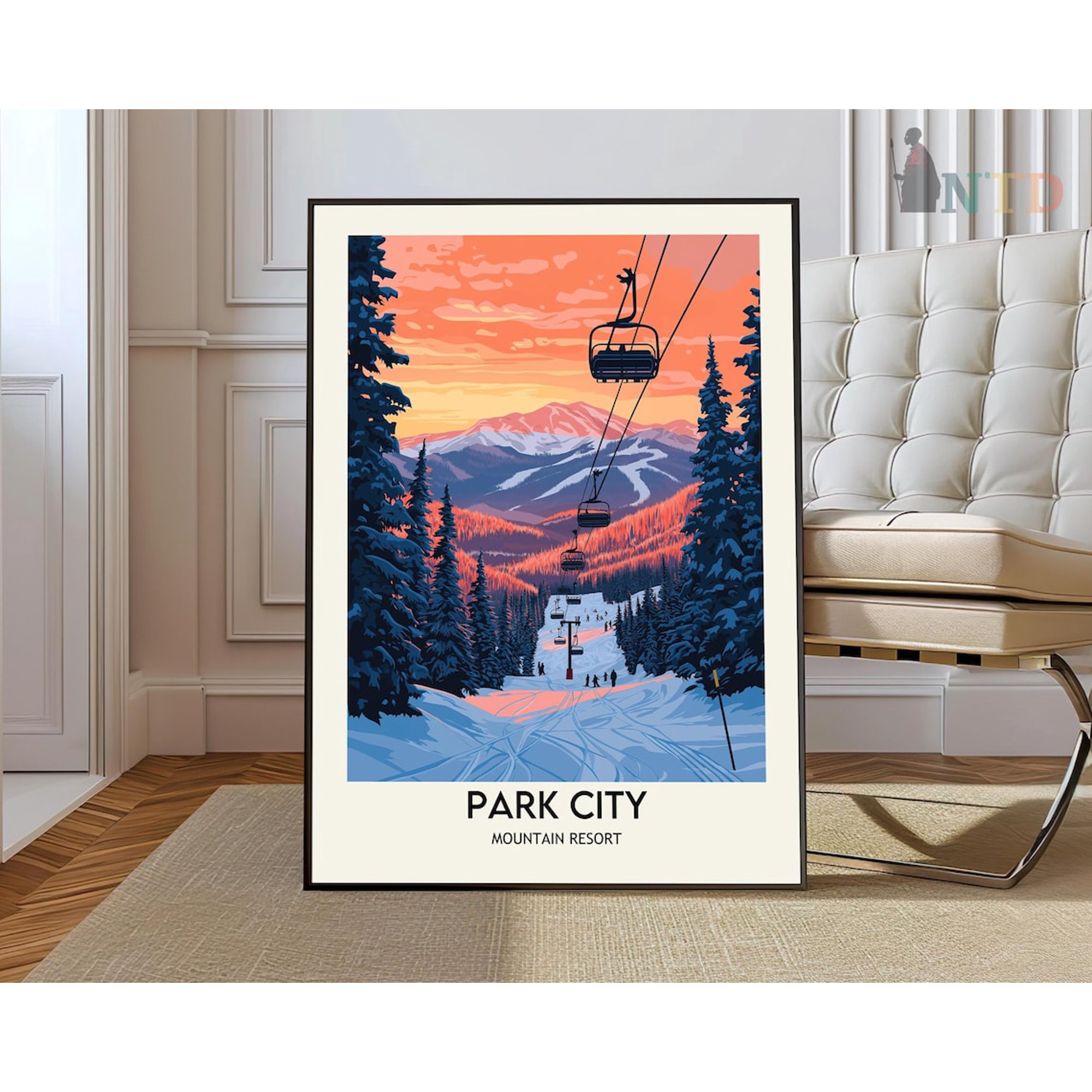 Park City Utah Poster, Mountain Resort Travel Home Decor