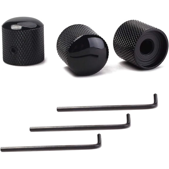 Unbranded Set of 3 Black Metal Guitar Control Knob, Guitar Volume Tone Control Dome Knobs, Tele Telecaster or Guitar Bass Replacement Parts