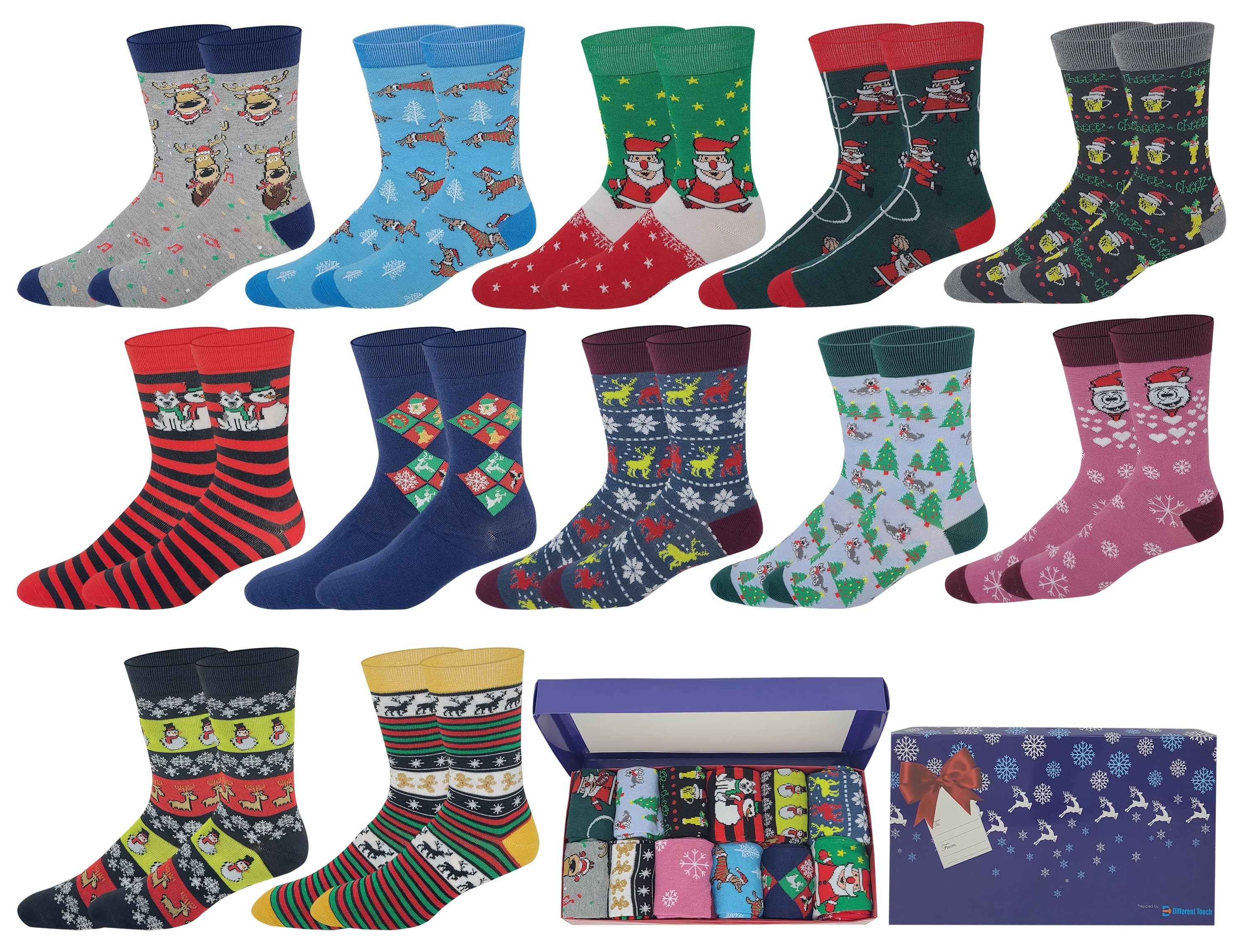 Different Touch Men Novelty Seasonal Christmas Holiday Socks With Gift ...