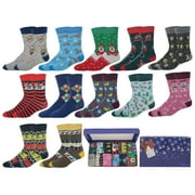 Different Touch Men  Novelty Seasonal Christmas Holiday Socks With Gift Box ( 12 Pairs )