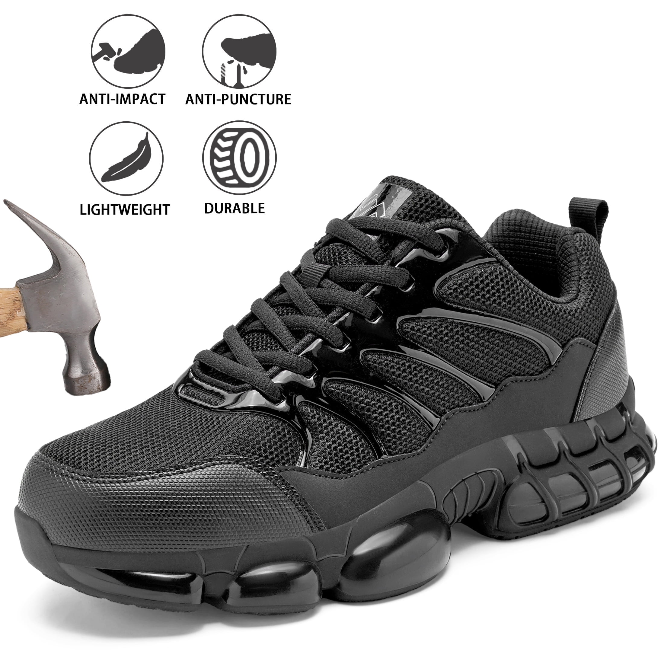 Furuian Steel Toe Shoes for Men Comfortable Safety Shoes Non Slip