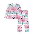 thumbnail image 1 of Fotbe Pink Striped Flamingo Conjunto de Pijama de Manga Larga para Mujer con Estampado, Ropa de Dormir de 2 Piezas, Conjunto de Casa Suave y Cómodo con Bolsillos-X-Large, 1 of 7