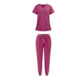 thumbnail image 3 of Conjunto de uniforme exfoliante para mujer, uniformes de enfermería de tela de trabajo para SPA, tienda de mascotas, cosmetología Rosa, 3 of 8