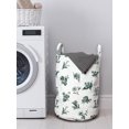 thumbnail image 3 of Flower Laundry Bag, Continuous Garden Art Pattern with Various Flowers Vintage Engraved Drawn, Basket with Handles Drawstring Closure for Laundromats, 13" x 19", White and Emerald, by Ambesonne, 3 of 4