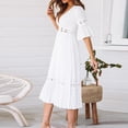 thumbnail image 2 of Pisexur Robe d'Été pour Femme à Manches à Volants, Col en V, Couleur Unie, Robe Maxi Ample et Confortable, Robe Soleil Évasée, 2 of 6