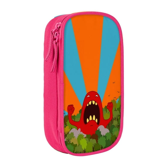XMXY Monster Alien Giant Pencil Case Cute Aesthetic, Portable Pencil Bags with Compartments Zipper Pink