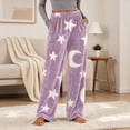 thumbnail image 2 of Kezqiaxn Comfy Pants Women Fleece Stretchy High Waisted Warm Lounge Pants with Pockets Fall Pajama Bottoms Plus Size Fashion Purple A XXXL, 2 of 9
