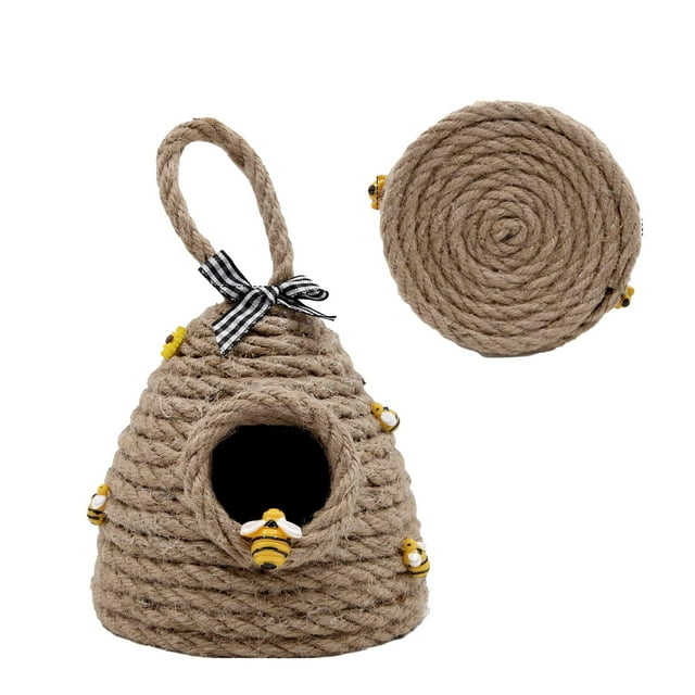 Inteprter Adornos de cocina de poliéster, decoración de escritorio, figurita de abeja de miel, adornos de colmena hechos a mano Decoración del hogar