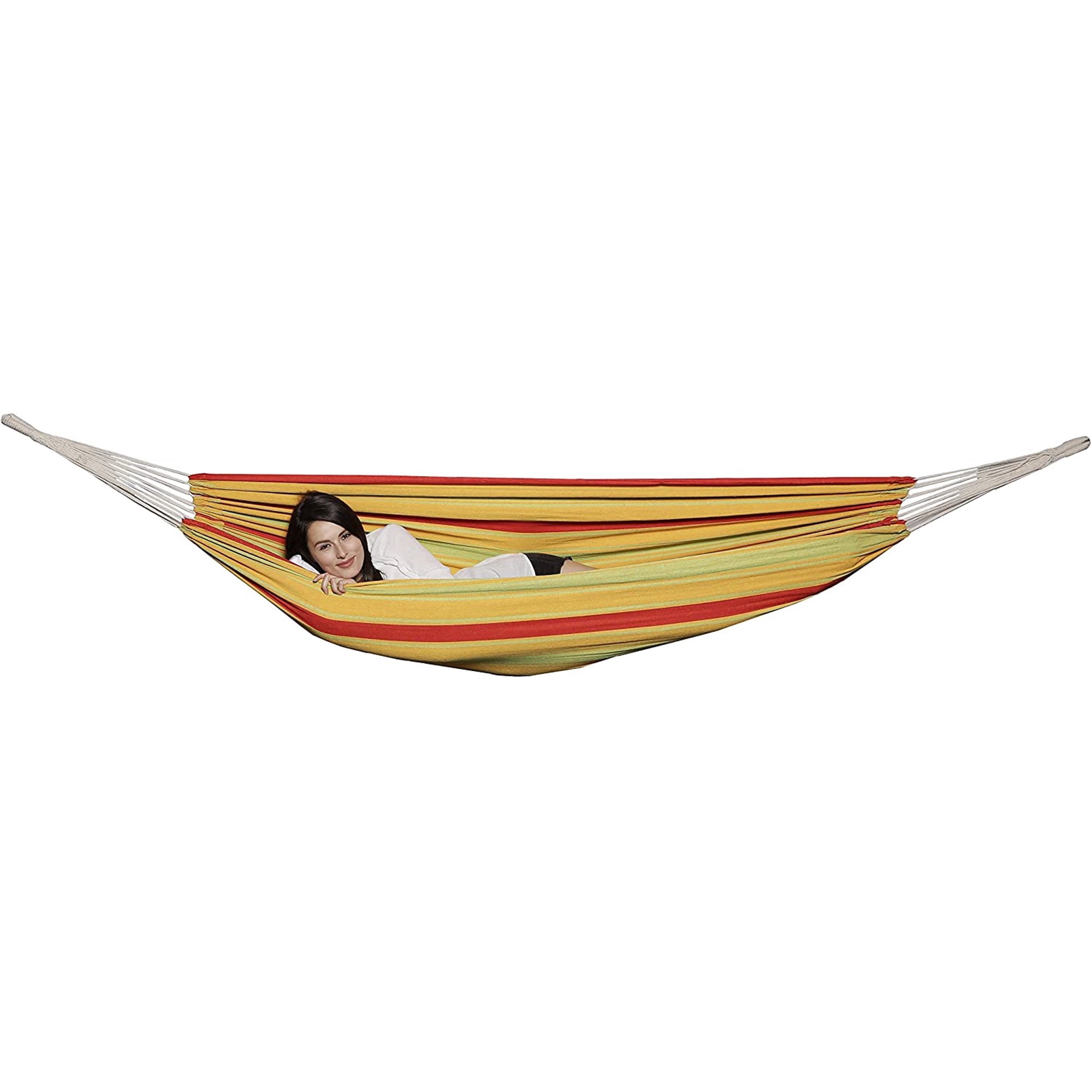 Gilbin Cotton Double Hammock Portable 2 Person Durable Extra Large Canvas Hammock, Canvas Double Brazilian Hammock, Perfect for Camping, Outdoors Gear, Backpack, Hiking, Hunting, Backyard