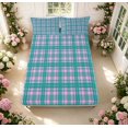 thumbnail image 5 of Manfei Geometric Check King Sheets,Modern Checkered Bedding,Pink Green,4-Piece,1 Flat Sheet,1 Fitted Sheet and 2 Pillowcases, 5 of 6