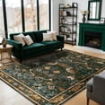 thumbnail image 2 of SORONO KATE 5'x7' Floral Bird Area Rugs for Living Room, Machine Washable Oriental Vintage Distressed Non Slip Soft Indoor Area Carpet, Forset Green, 2 of 7