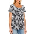 thumbnail image 3 of Chririnla Plus Size Tops for Womens Goth Skull Summer Clothes Short Sleeve Shirts Casual V Neck Tunic Shirt Henley Workout Blouses, 3 of 6