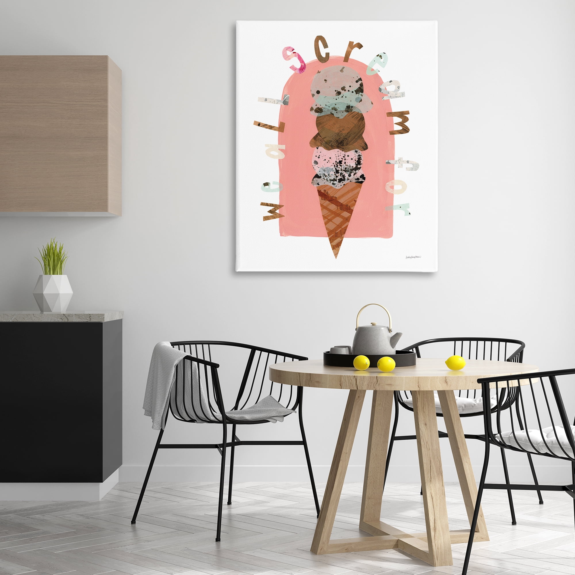 Stupell Industries All Scream For Ice Cream Food & Beverage Painting Wrapped Canvas Art Print Wall Art, 36 x 48
